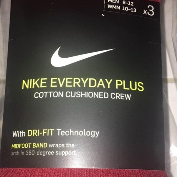 BRAND NEW men Nike everyday plus cotton cushioned crew socks 3 pack - Picture 4 of 5